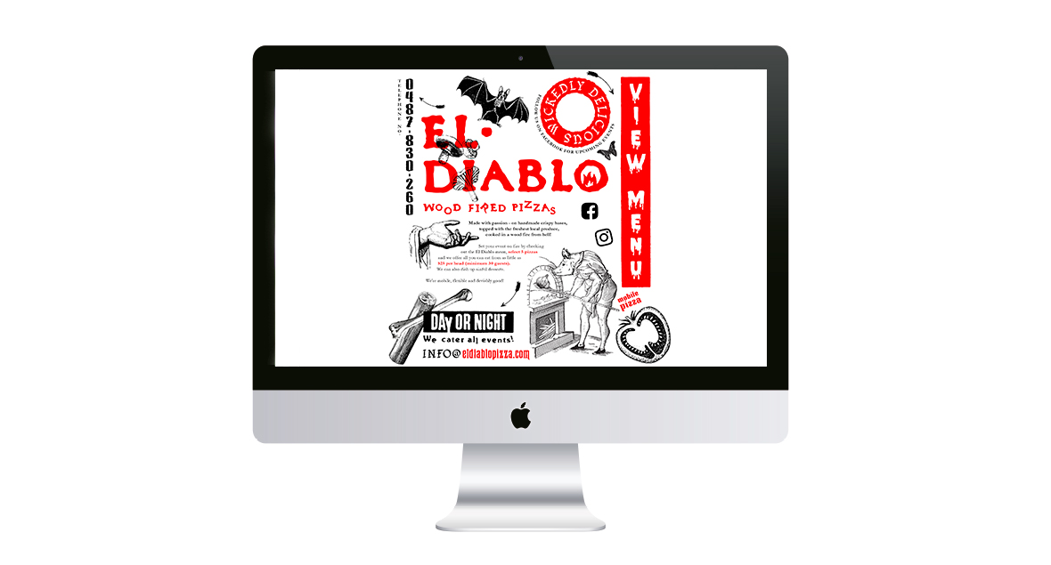 El Diablo Wood Fired Pizzas, Illustration, Branding, Black Squid Design