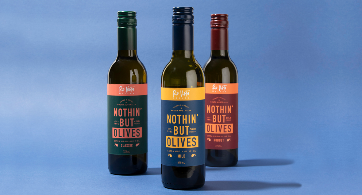 Rio Vista Olives, Nothing But Olives, Label Packaging Design, Black Squid Design